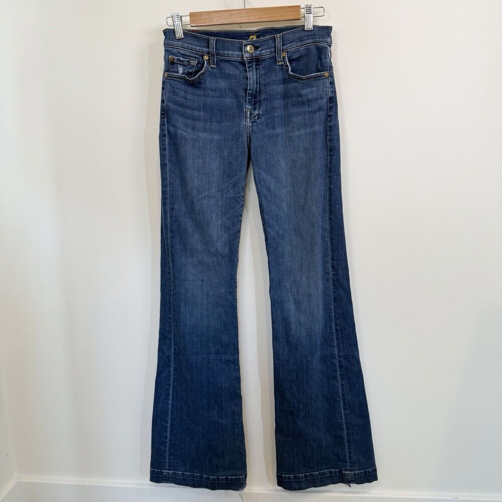 7 Seven For All Mankind Dojo Jeans Womens 28 Blue Flare Boho Hippie Medium Wash